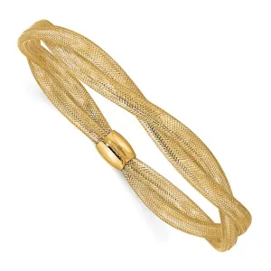 Twisted-Wavy Stretchable Fancy Bangle Bracelet (14K)