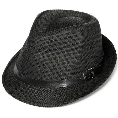 Unisex Braid Fedora Trilby Gangster Cap Beach Sun Straw Panama Hat