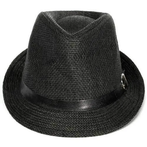 Unisex Braid Fedora Trilby Gangster Cap Beach Sun Straw Panama Hat