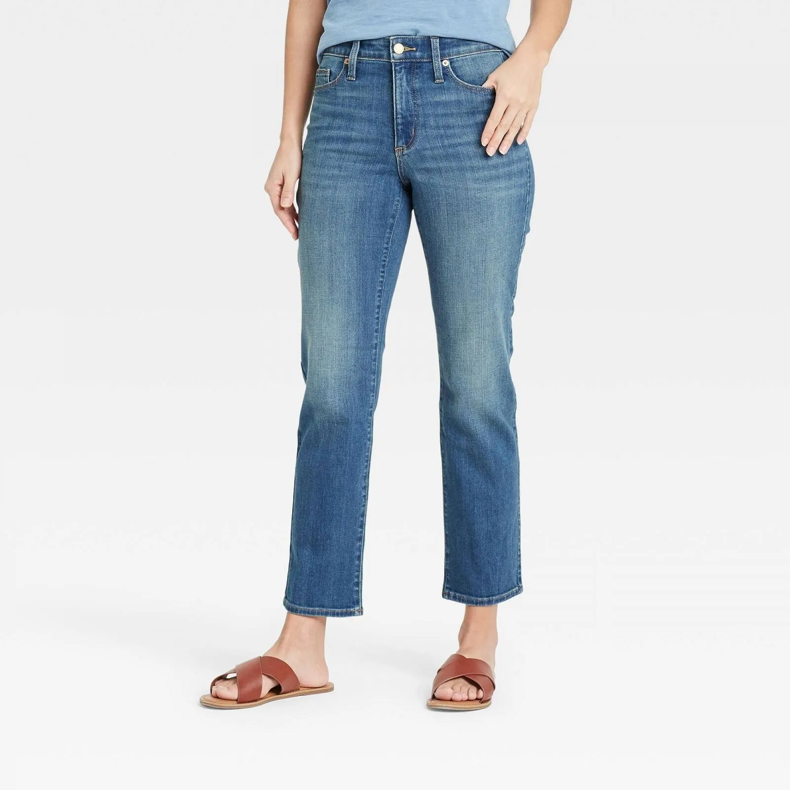 Universal Thread Women's High-Rise Slim Straight Fit Jeans Blue 4