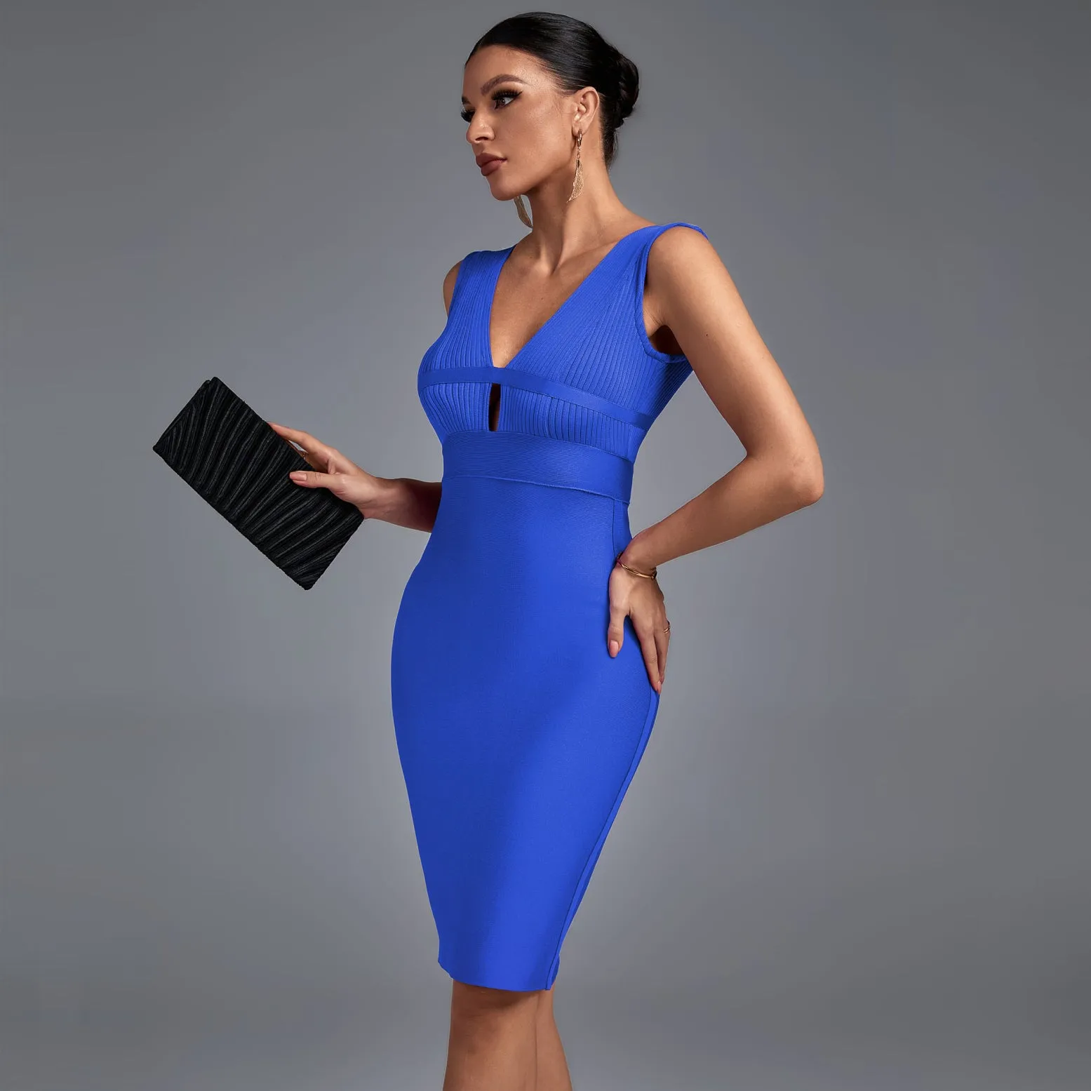 V Neck Sleeveless Fashion Bandage Dress