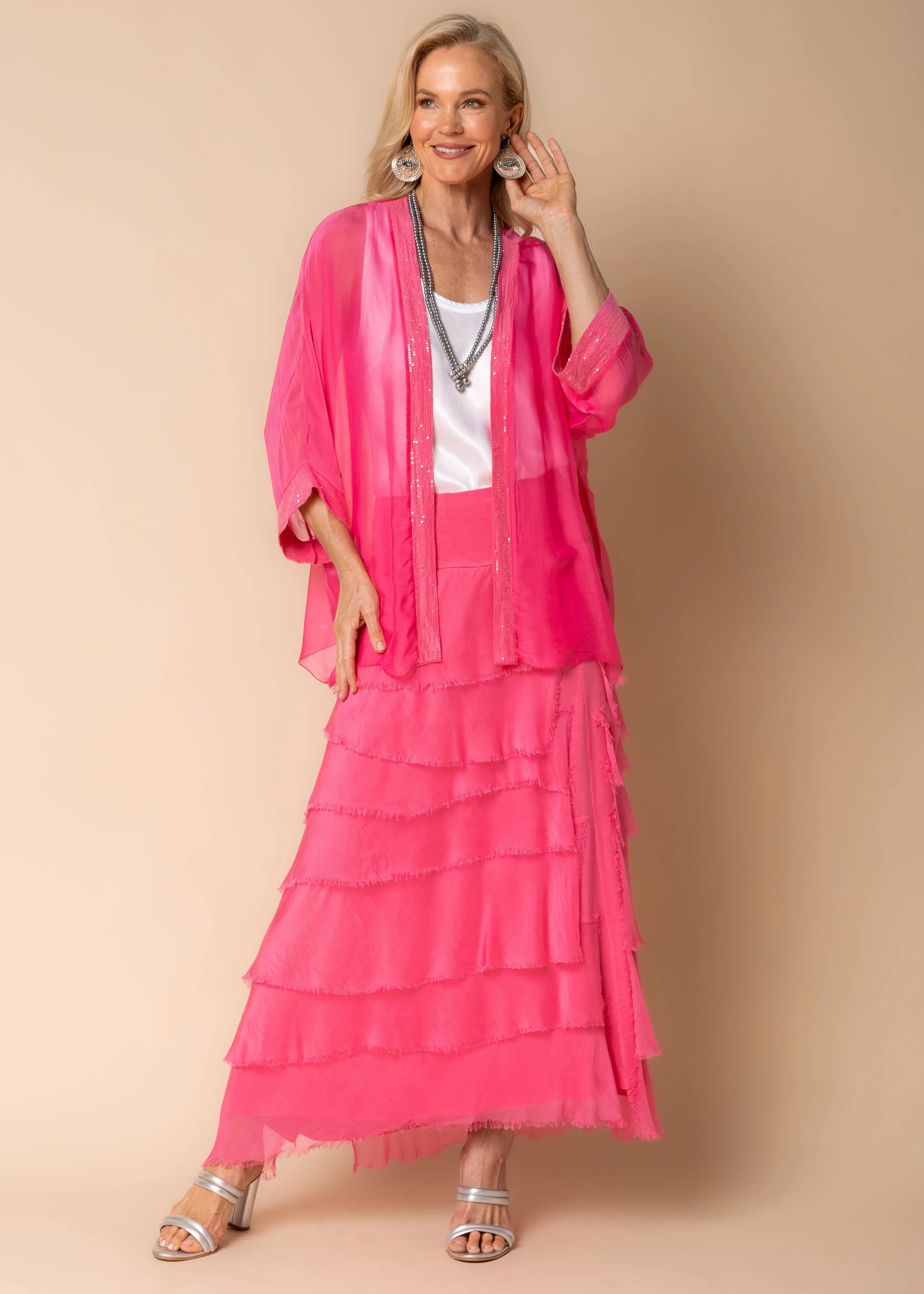 Vara Silk Jacket in Raspberry Sorbet