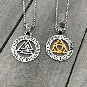 Viking Rune Multi-Style Stainless Steel Amulet Shield Pendant Men's and Women's Jewelry Accessories Necklace