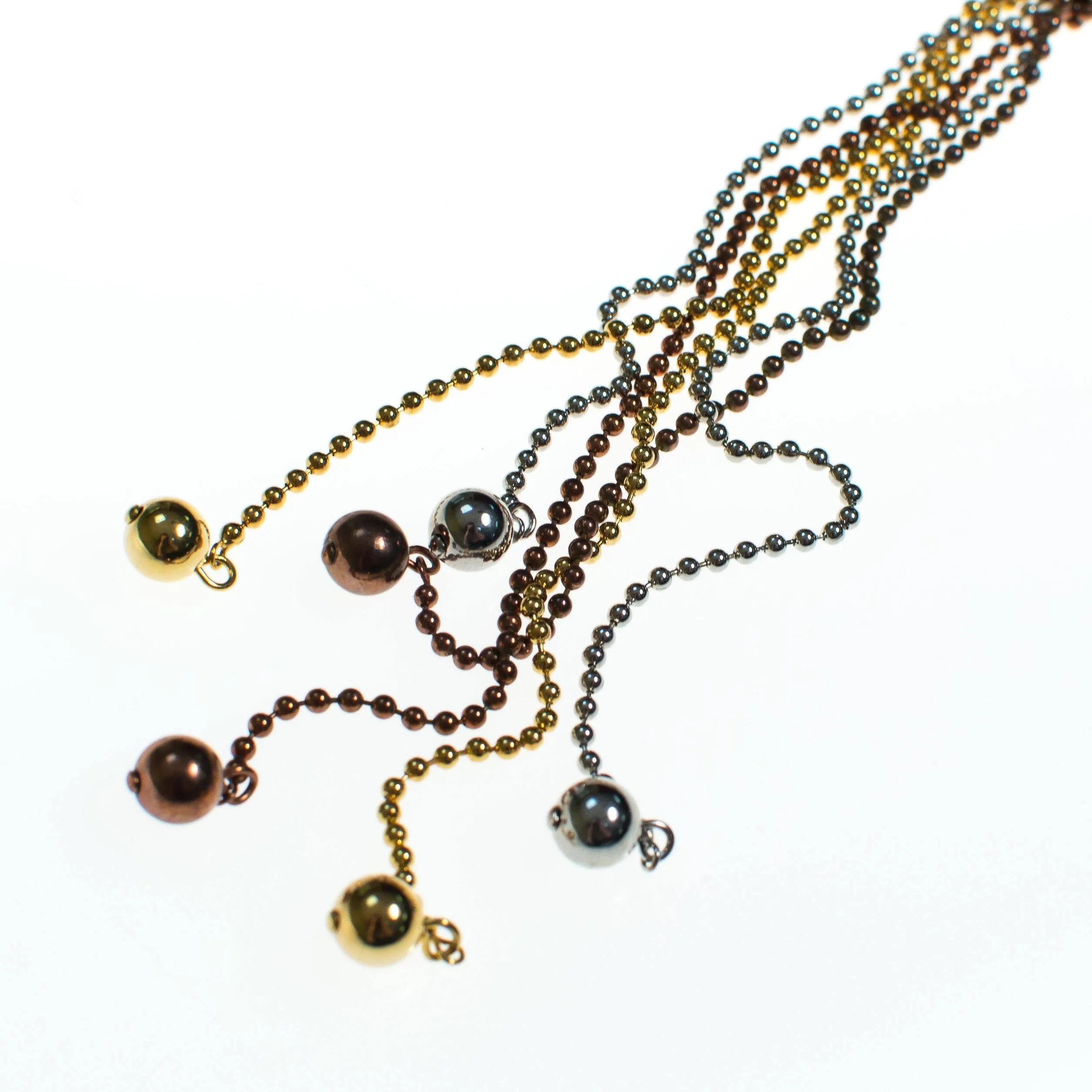 Vintage Diane Von Furstenberg Bronze, Brass, Gold and Silver Beaded Chain Necklace, 1970s