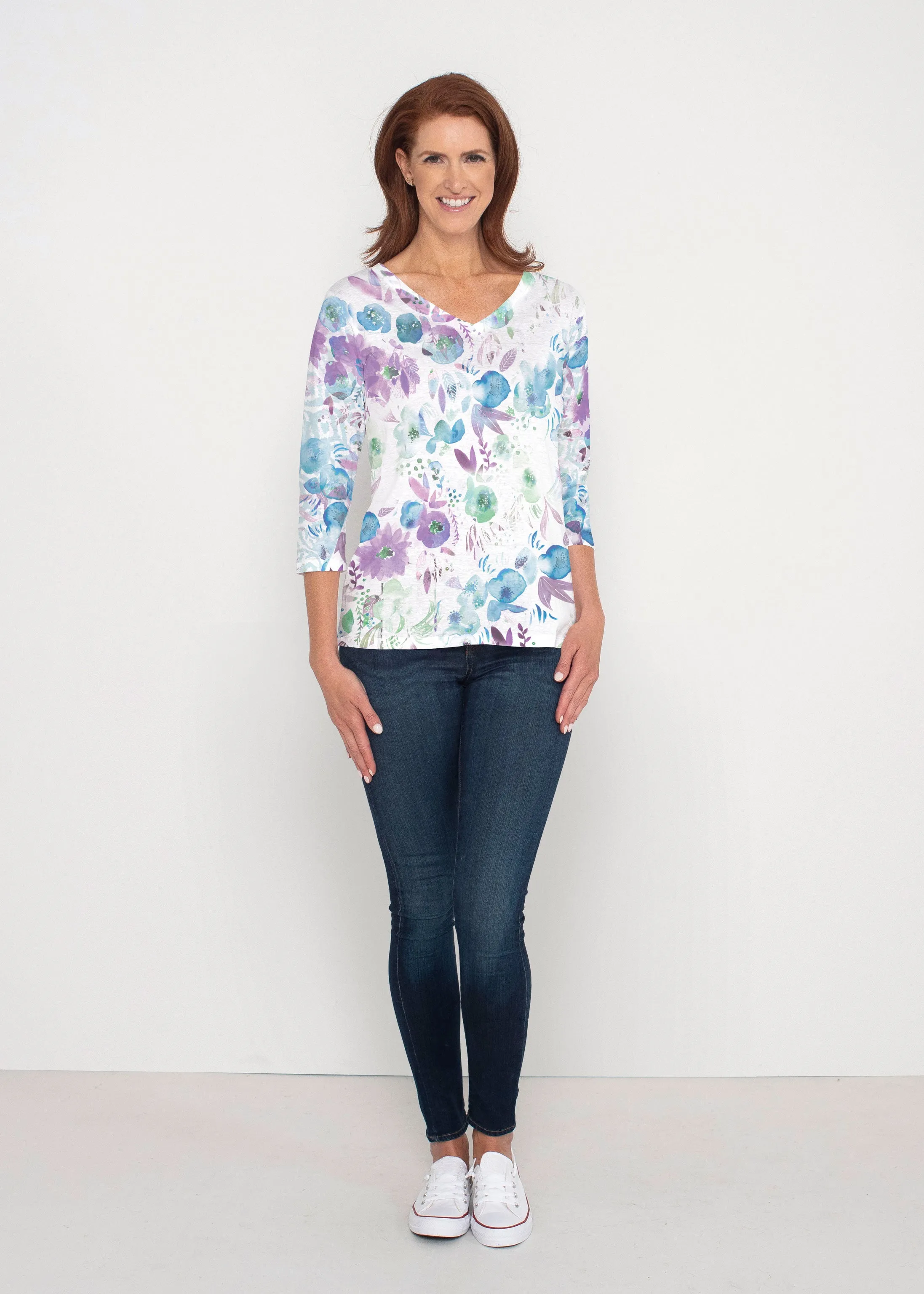 Violet (16228) ~ Signature 3/4 Sleeve V-Neck Top
