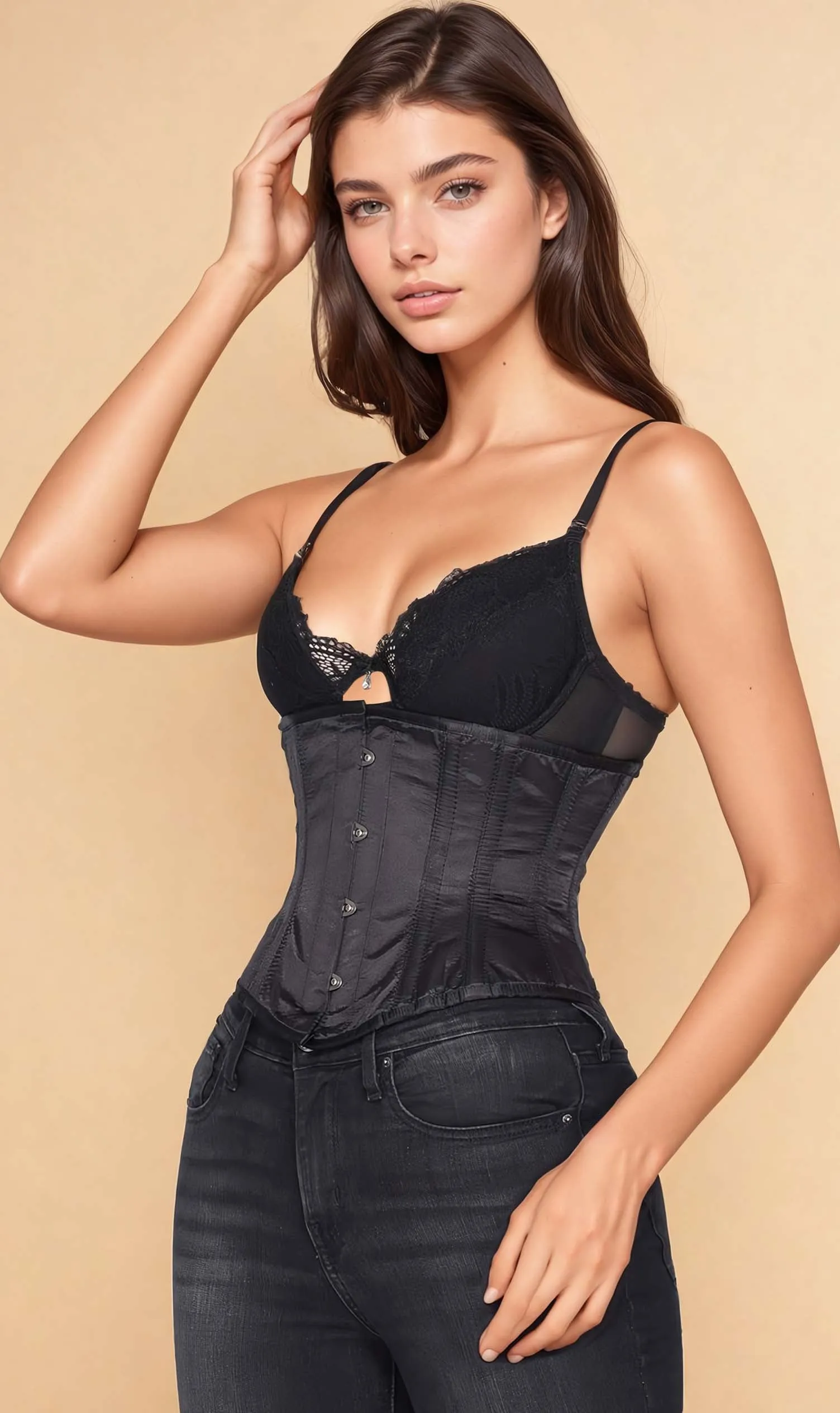 Waist Trainer Custom Made Black Satin Waspie Corset