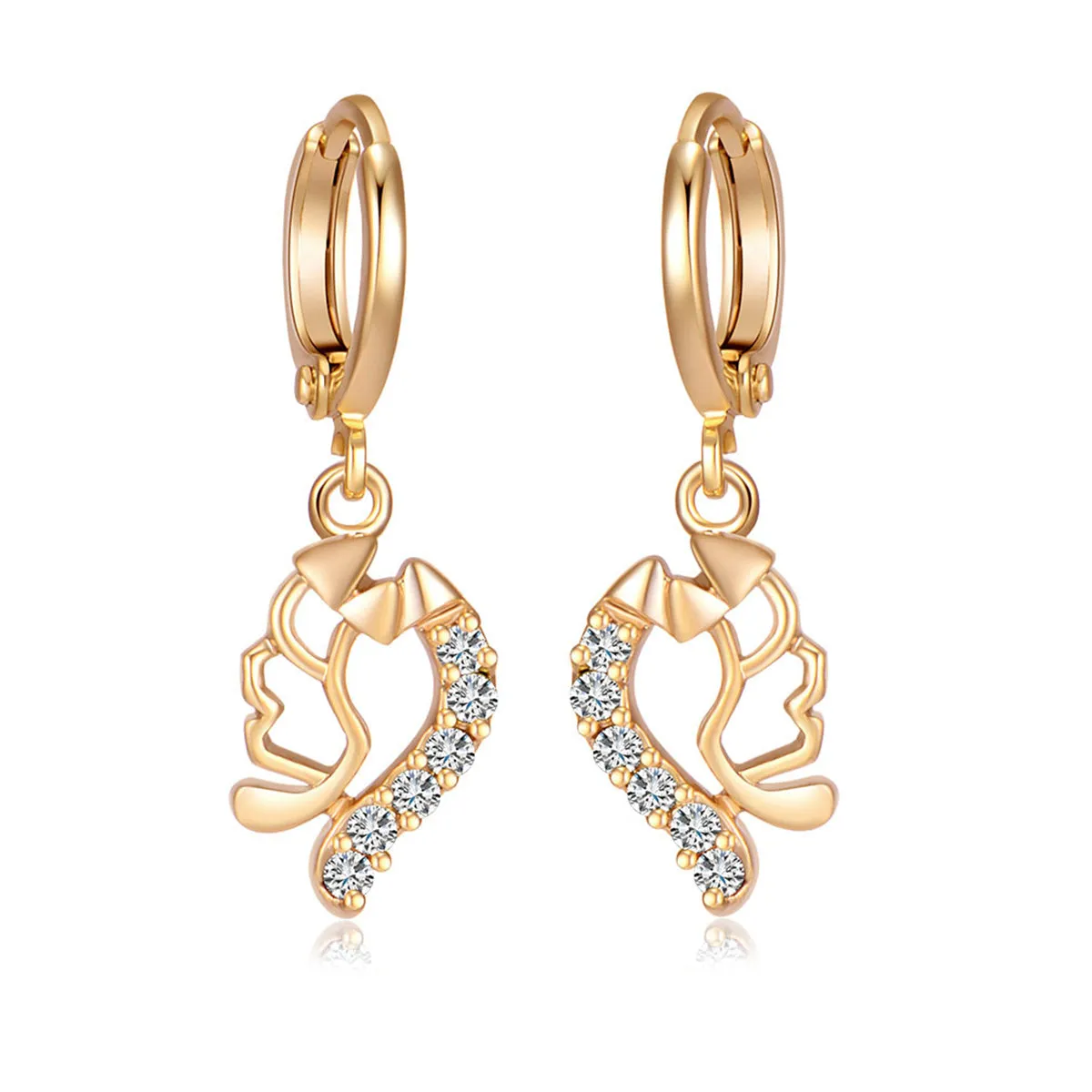 White Cubic Zirconia & 18K Gold-Plated Geometric Drop Earrings