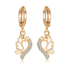 White Cubic Zirconia & 18K Gold-Plated Geometric Drop Earrings