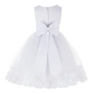 White Elegant Bridesmaid Pageant Special Occasions Rose Petals Flower Girl Dress 302T(1)