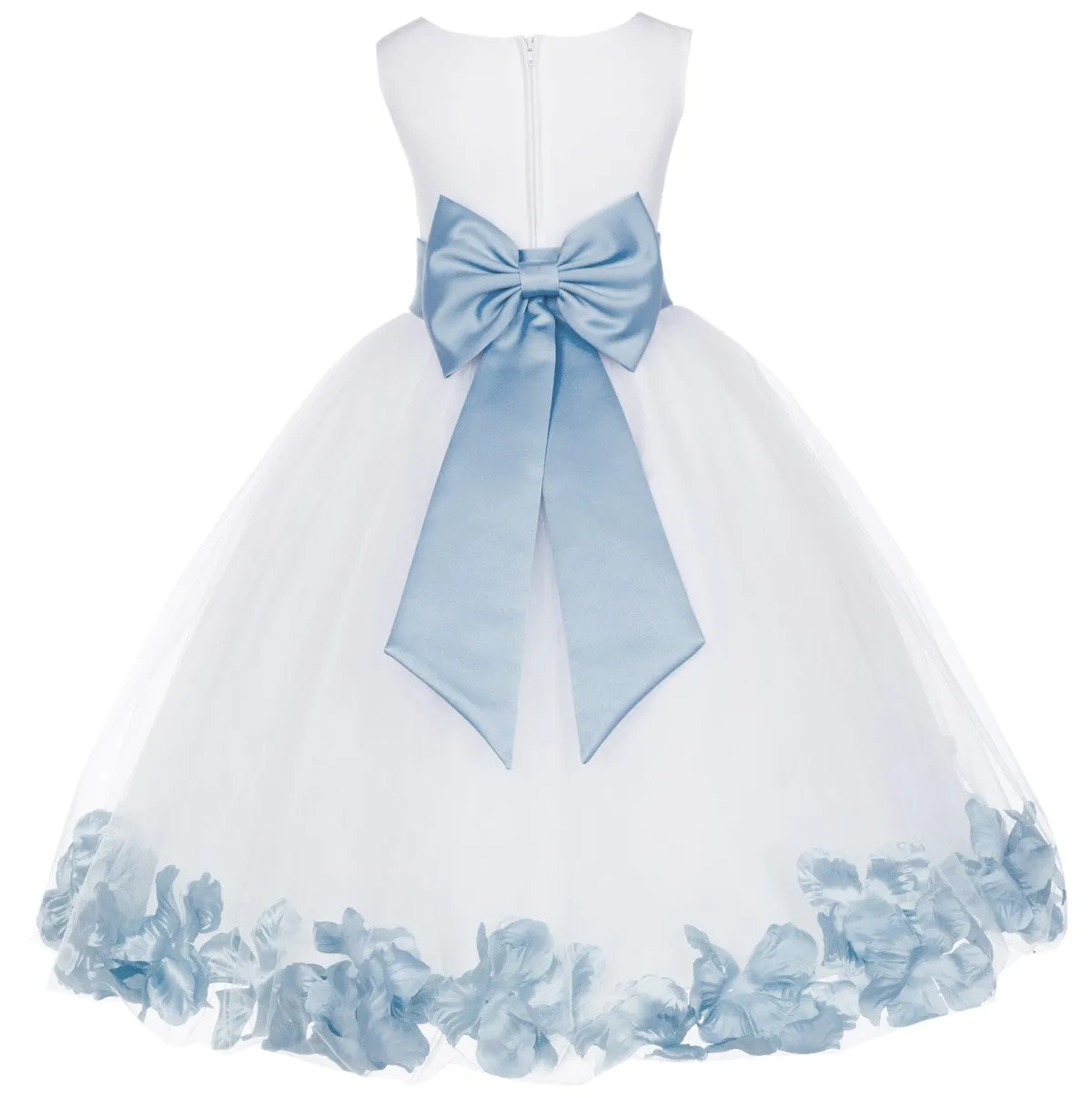 White Elegant Bridesmaid Pageant Special Occasions Rose Petals Flower Girl Dress 302T(6)