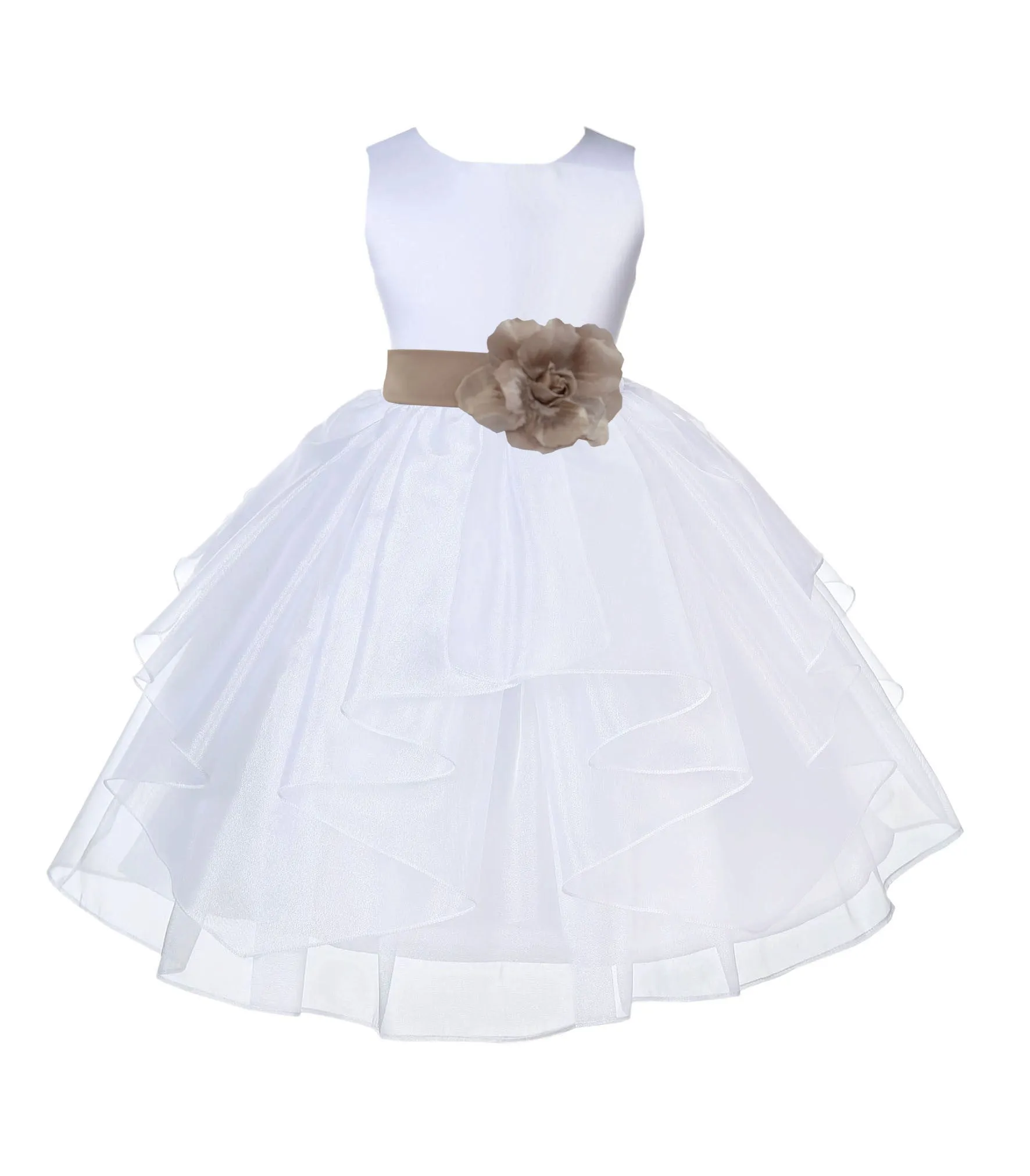 White Shimmering Organza Flower Girl Dress Wedding Junior Bridesmaid Pageant Special Events 4613S(2)
