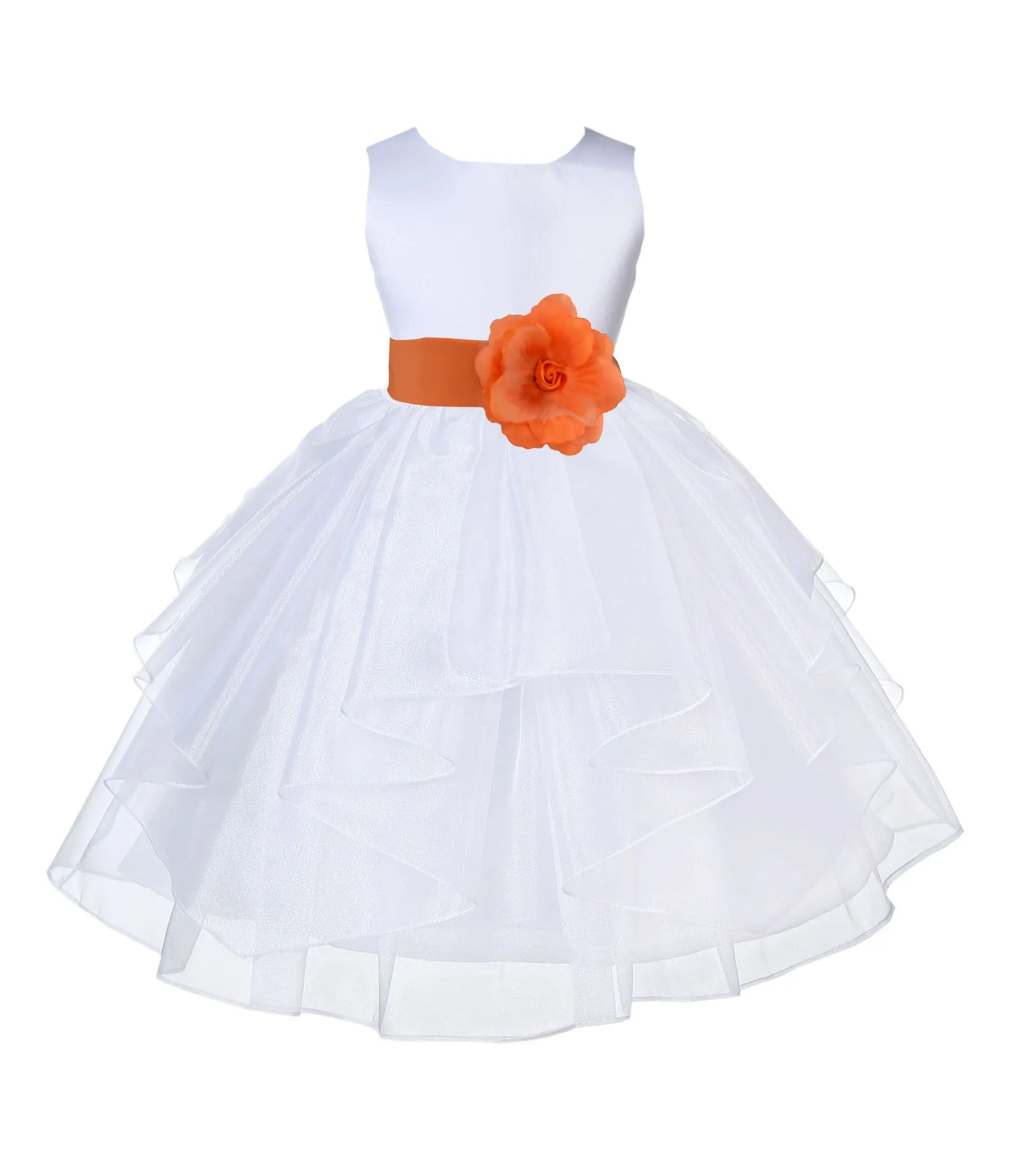 White Shimmering Organza Flower Girl Dress Wedding Junior Bridesmaid Pageant Special Events 4613S(2)