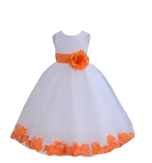 White Tulle Floral Petals Flower Girl Dress Special Occasions Junior Pageant Wedding Holiday 302S(4)