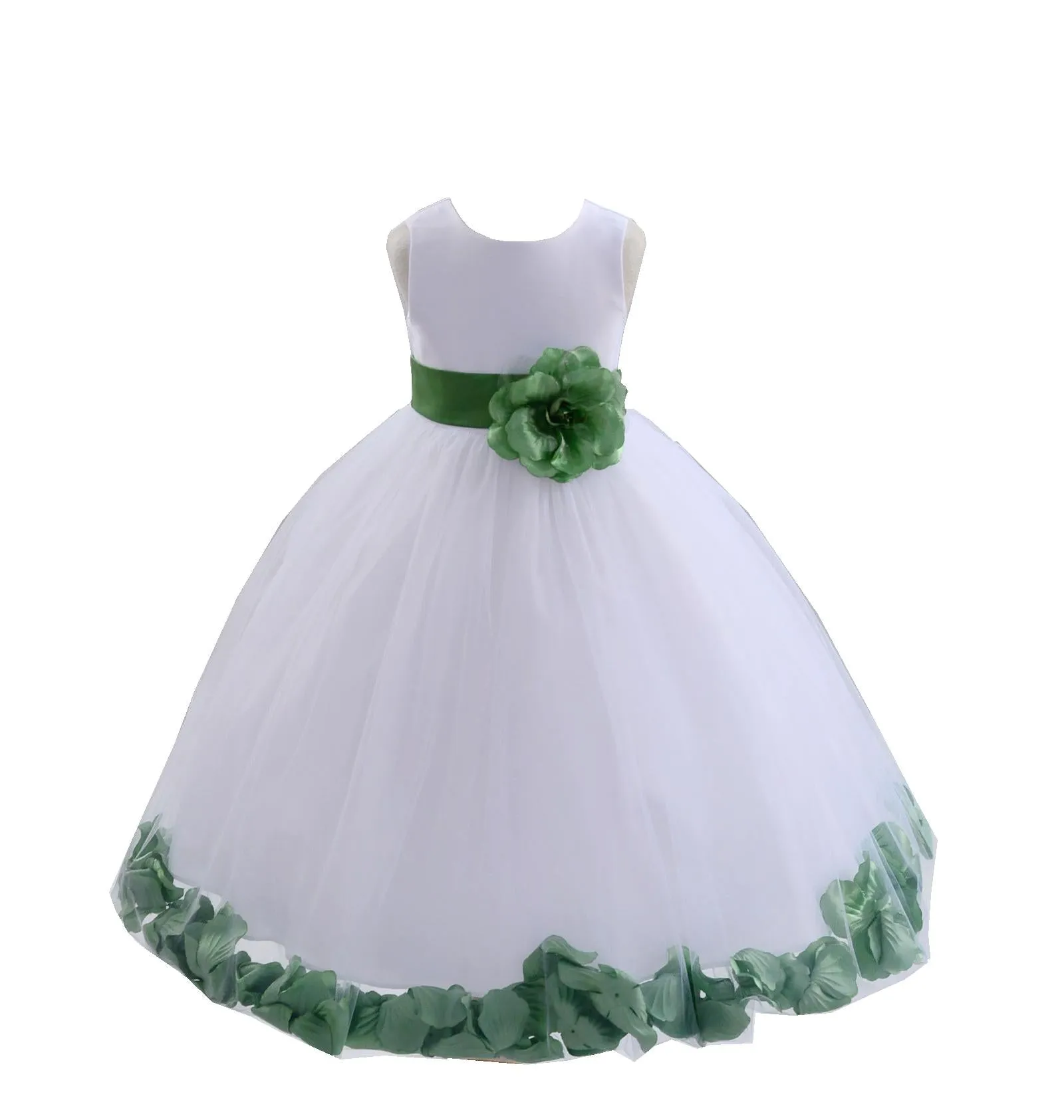 White Tulle Floral Petals Flower Girl Dress Special Occasions Junior Pageant Wedding Holiday 302S(4)