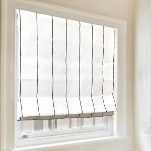 Wide Thin Striped 100% Linen Custom Made Flat Roman Shade/CL1003