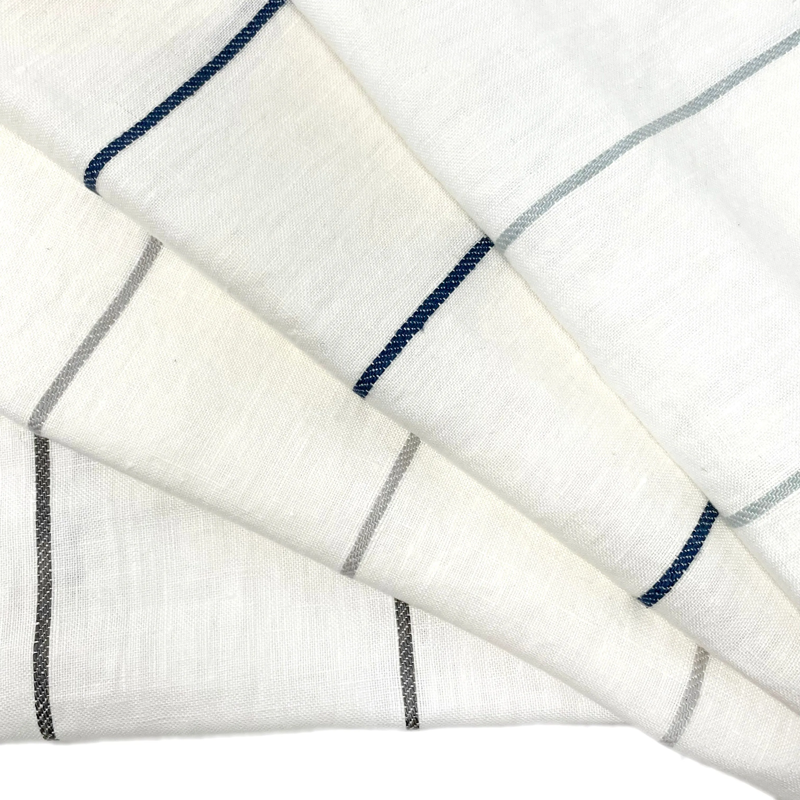 Wide Thin Striped 100% Linen Custom Made Flat Roman Shade/CL1003