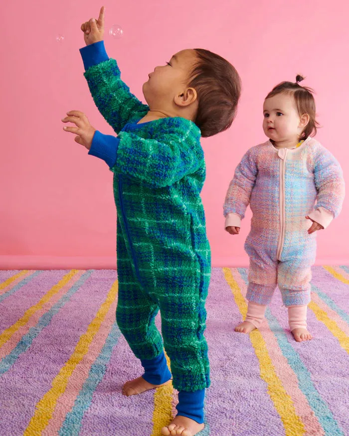 Wilderness Tartan Sherpa Long Sleeve Zip Romper | Kip & Co