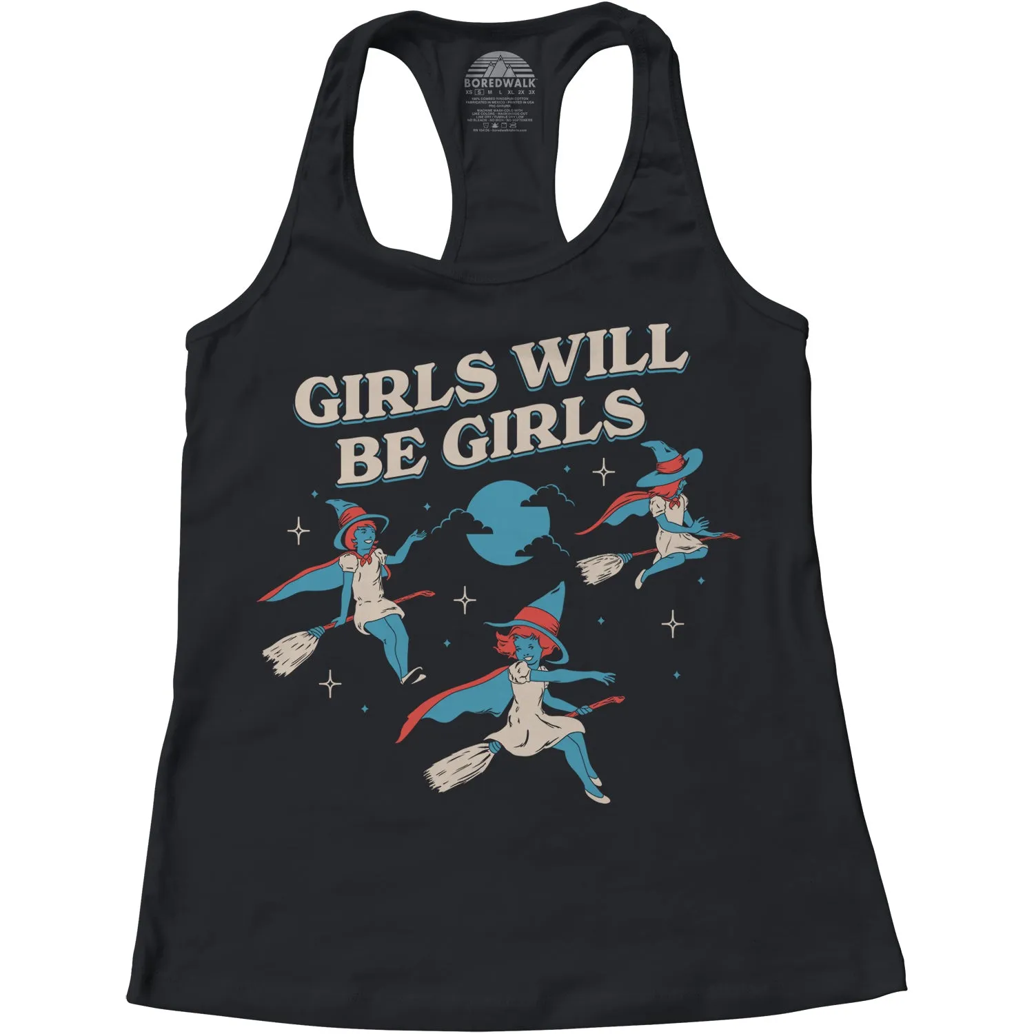 Women's Girls Will Be Girls Witch Racerback Tank Top