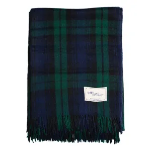 Wool Tartan King Size Blanket 69'' x 98'' - Black Watch